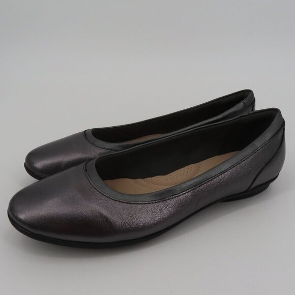 Clarks Collection Women 8.5 M Gray Shimmer Round Toe Ballet Flats Comfort Shoes - Picture 10 of 11